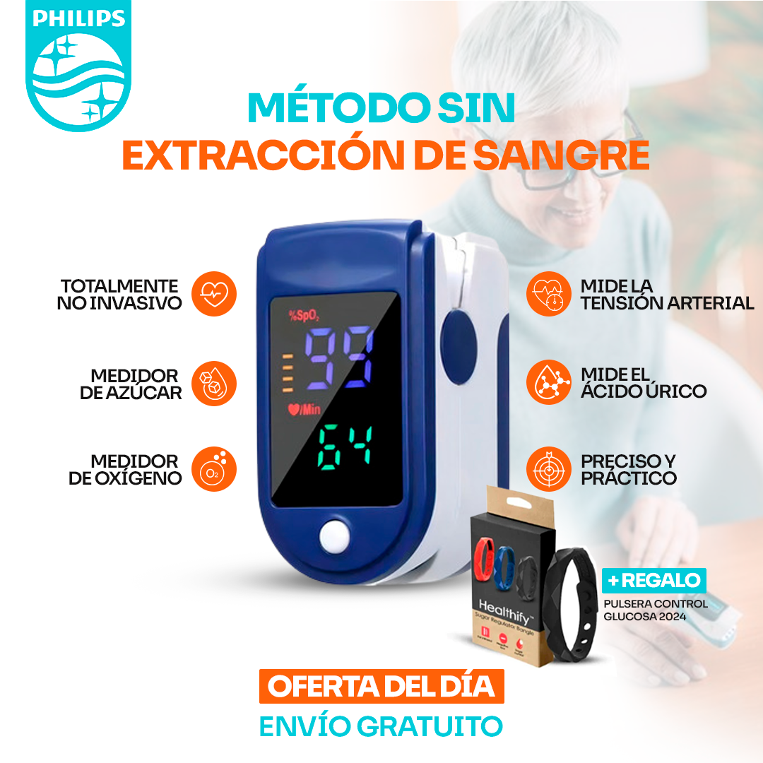 GlucoMax Philips™ – Medidor láser de glucosa en sangre con tecnología láser 100% indolora y precisión garantizada