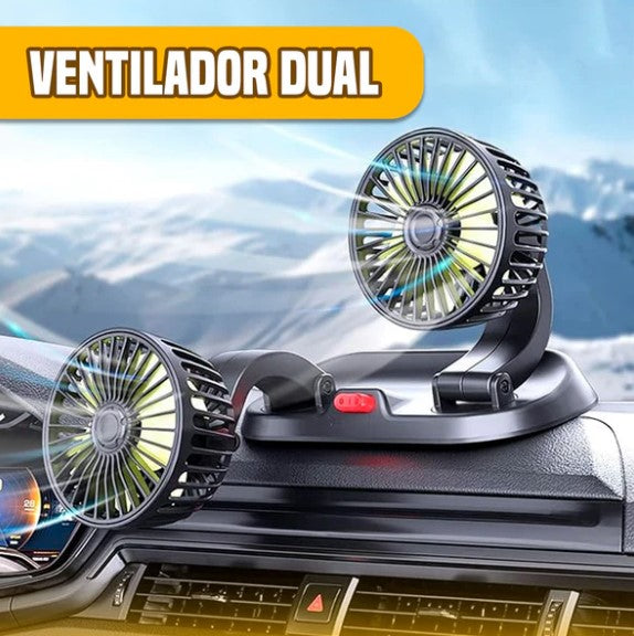 Ventilador de doble cabeza con rotación de 360° - AutoFresco Dúo®